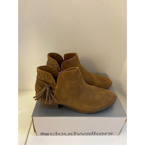 Cloudwalkers Cognac #0396 fringe suede leather boots 10m - Picture 1 of 7